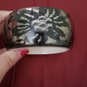 silver and black lace bangle bracelet party